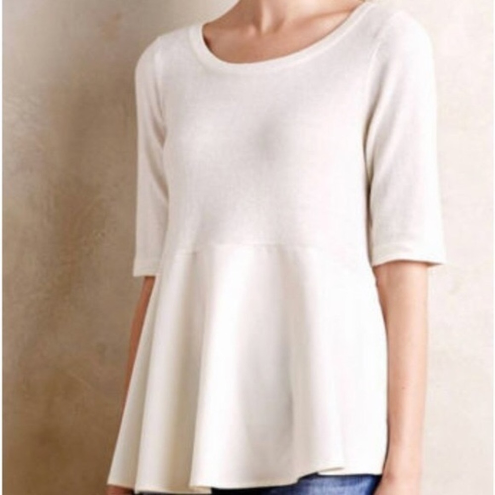 anthropologie moth white peplum sweater